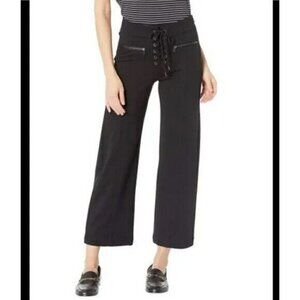 PAIGE  Nellie Lace-Up Black Culotte Crop High Rise Pants Women's Sz 28